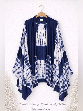 Janette Plus Tie Dye Kimono Cardigan 2X Boho Open Front Duster